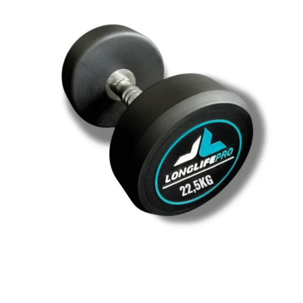 15357984764-dumbbell-redondo-emborrachado-22-5kg-600x600 Halter 22,5Kg Dumbbell Redondo Aço Emborrachado - Imagem 1